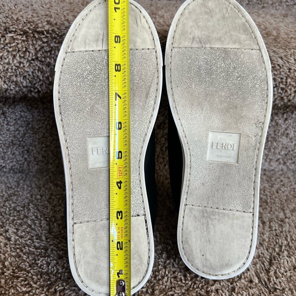 Fendi Black Leather Rockoko Slip-On Sneakers Size 8.5 - Picture 9 of 14
